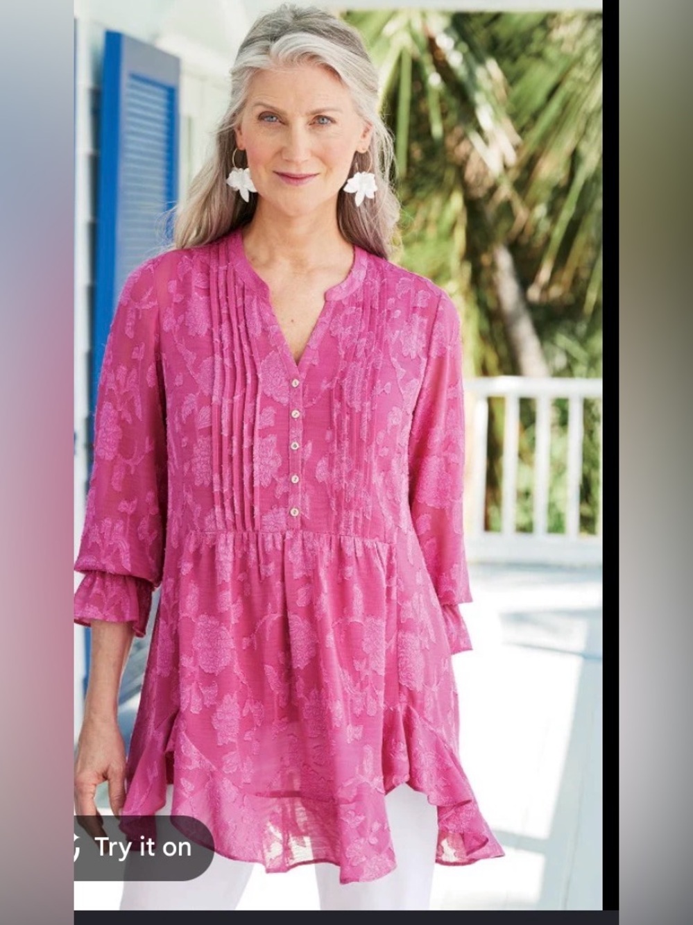 NWT Soft Surroundings Jacquard Printed Blouse